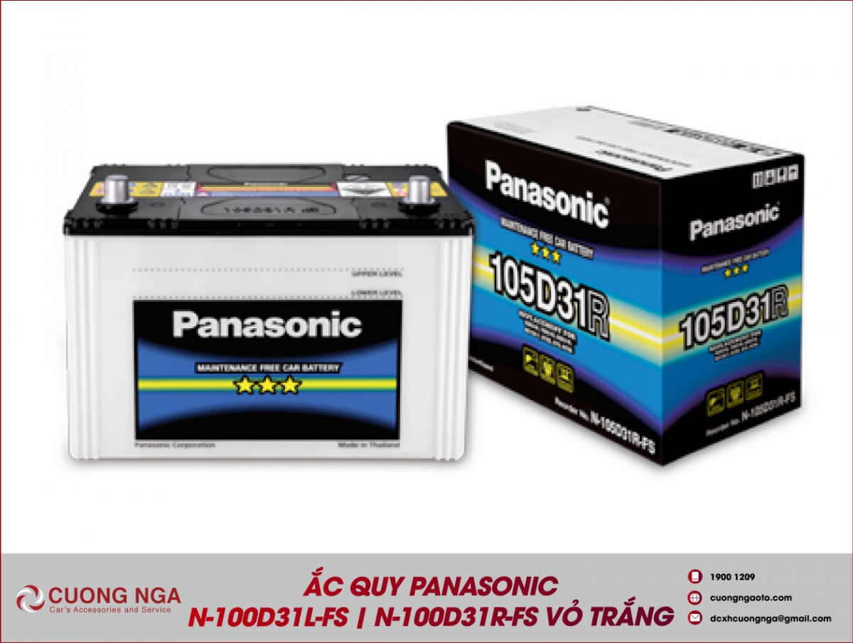 Ắc Quy Panasonic N-100D31L-FS | N-100D31R-FS Vỏ Trắng